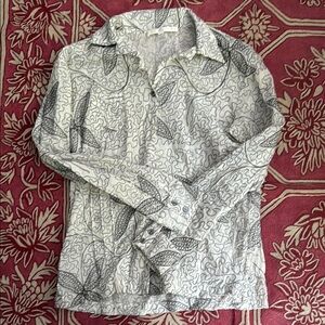 Women’s White and Black Patterned Shirt